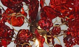 Red Flower Chandelier Handmade Resin Floral Pendant Light - thumbnail 3