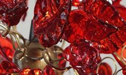 Red Flower Chandelier Handmade Resin Floral Pendant Light - thumbnail 2