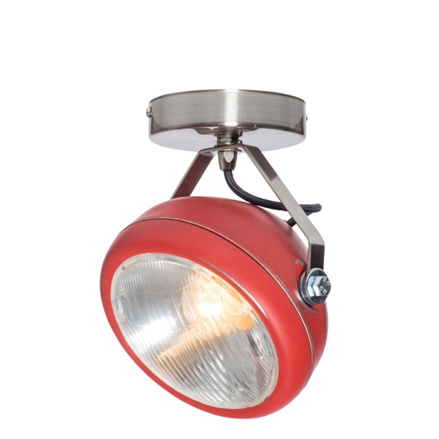 No.7 Vintage Spotlight in Red - Lamp Made Of Headlight Handmade Wall Or Ceiling Light Industrial Interior - image 1