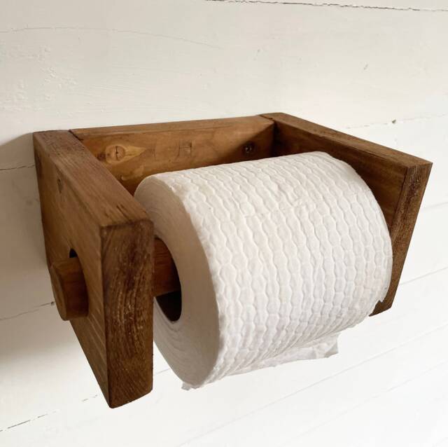 Reclaimed Wooden Toilet Roll Holder - image 1