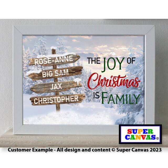 Christmas Family Street Sign Post Personalised Custom Picture Wall Art Framed A4 Print Mum Dad Wife Husband Friend Grandparents Gift - image 1
