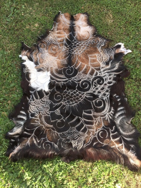 Handcarved Goat Hide - image 1