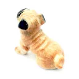 Miniature Ceramic Dog Bulldog Sitting Animal Pet Little Beige Black Figurine Tiny Statue Decoration Collectible Hand Painted Small Figure - thumbnail 3