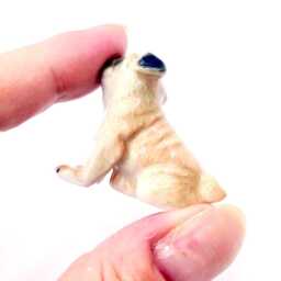 Miniature Ceramic Dog Bulldog Sitting Animal Pet Little Beige Black Figurine Tiny Statue Decoration Collectible Hand Painted Small Figure - thumbnail 4