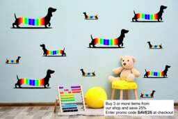 Dachshund Rainbow Wall Stickers Decal Nursery Art Sausage Dog - thumbnail 1