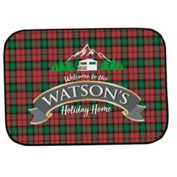 Personalised Holiday Home Door Mat - Red Tartan Indoor 44cm X 32cm - thumbnail 2