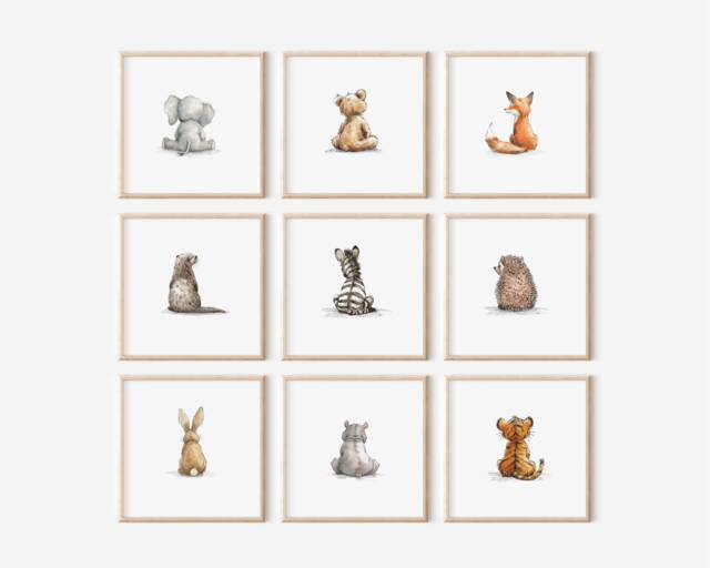 Baby Animal Prints For Nursery Wall Art, Safari Print Set, Woodland Prints, Animals Posters - image 1