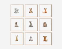 Baby Animal Prints For Nursery Wall Art, Safari Print Set, Woodland Prints, Animals Posters - thumbnail 1