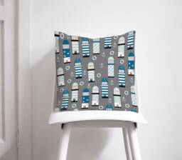 Grey Cushion, Nautical Cushions, Seaside Decor, Lighthouse Gift, Coastal Nursery, Decorative Sofa Home Decor