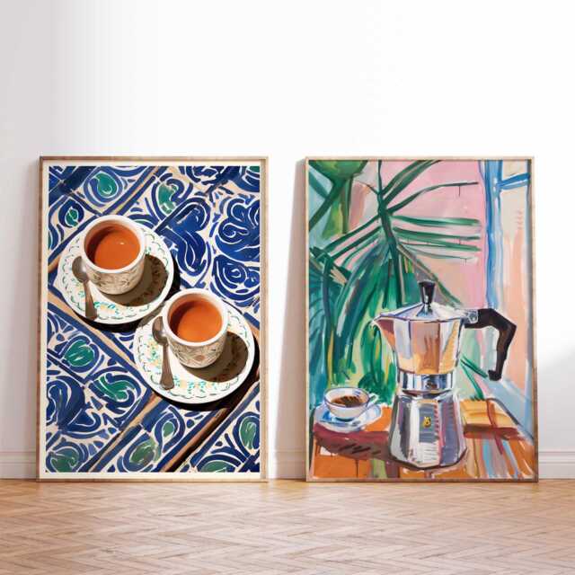 Set Of 2 Coffee Posters, Prints, Kitchen Decor, Print, Wall Art, Food & Drink Shop Art - image 1