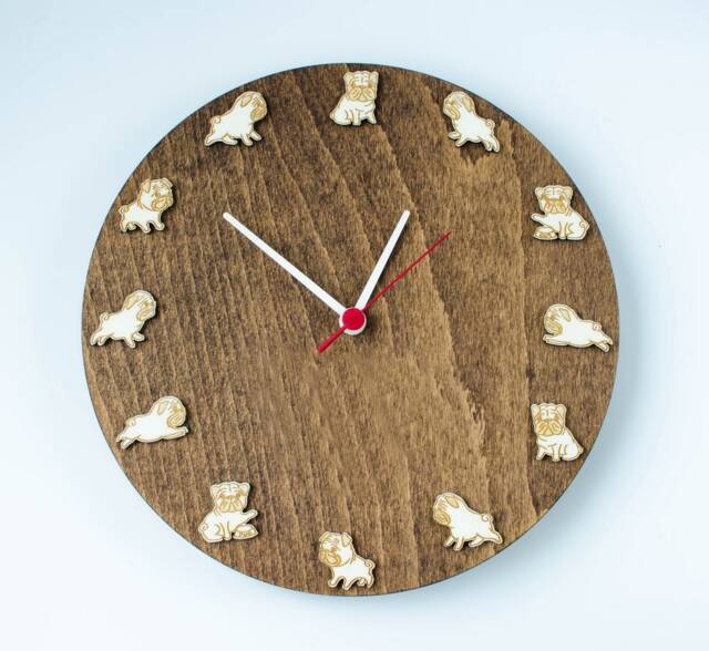 Pug Dog Wooden Clock, Children's Room Decor - image 1