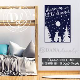 Forest Bear Vinyl Wall Decal, Dream On Quote, Nursery Decor - thumbnail 1