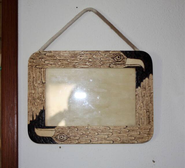 Wooden Photo Frame Eagle Pyrographed - image 1