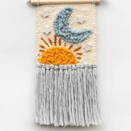 Personalized Boy Sun Moon Stars Nursery Wall Hanging  Fiber Art Celestial Theme Love You To The - thumbnail 3