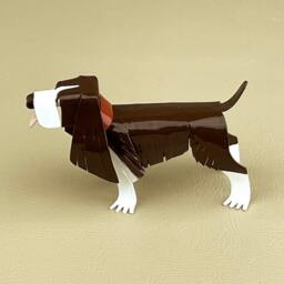 English Springer Spaniel Handmade Copper Sculpture, Miniature Collectible Figurine - thumbnail 4