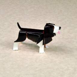 English Springer Spaniel Handmade Copper Sculpture, Miniature Collectible Figurine - thumbnail 3
