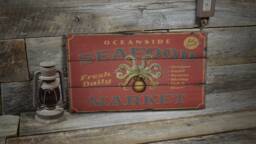 Wooden Seafood Decor Sign, Ocean Food Gift Lifestyle, House Decor, Sale Wall - Old Sign - thumbnail 1