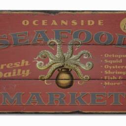 Wooden Seafood Decor Sign, Ocean Food Gift Lifestyle, House Decor, Sale Wall - Old Sign - thumbnail 2