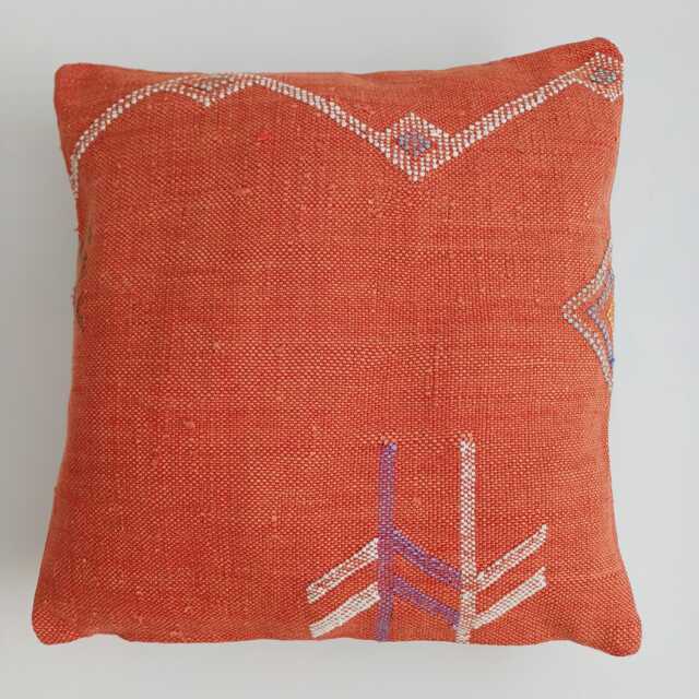 Moroccan Cactus Silk Cushion Cover, Handmade Sabra Throw Pillow, Red Cushion, Scatter 16''x16''/40x40 cm - image 1