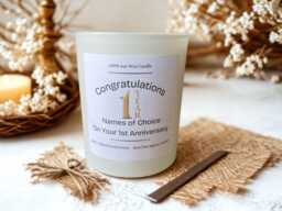 Personalised 1st Anniversary Candle Soy Wax Scented Handmade Paper Gift First Wedding Celebration Keepsake