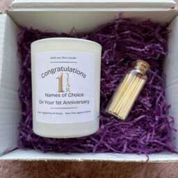 Personalised 1st Anniversary Candle Soy Wax Scented Handmade Paper Gift First Wedding Celebration Keepsake - thumbnail 2