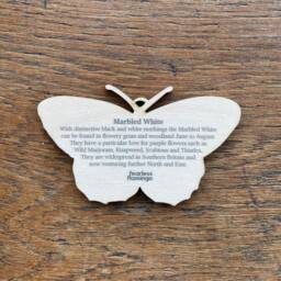 Marbled White Spring Butterfly Wooden Decoration Hand-Illustrated Birch Ornament - thumbnail 2