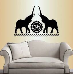 In-Style Decals Wall Vinyl Decal Home Decor Art Sticker Indian Elephants Om Sign Mandala Yoga Class Studio Room Removable Mural Design 379 - thumbnail 1
