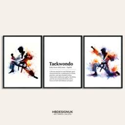 Taekwondo Print Poster - Set Of 3 Posters - Room Decor Art Prints Boys Bedroom Wall Pictures Kids Fight Sport Gifts - thumbnail 1