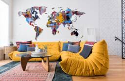 Abstract World Map Wall Decal Of Large Sticker Decor Modern Print Office Travel Room - thumbnail 1