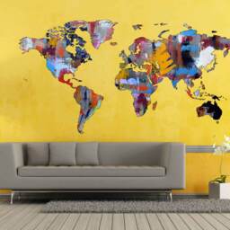 Abstract World Map Wall Decal Of Large Sticker Decor Modern Print Office Travel Room - thumbnail 3