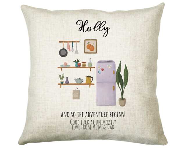 Personalised University Moving Day Name Cushion Gift Printed Design - Throw Pillow For Plant Lover Christmas Cs377 - image 1