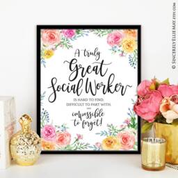 Social Worker Appreciation Quote Gift - Wall Art Printable Perfect As Goodbye & Thank You For Well Loved Female 40118 - thumbnail 1