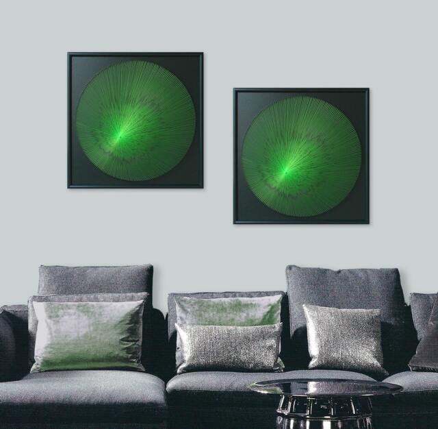 Modern Green Zen String Art - Geometric Minimalist Neon Wall Decor, Glows Under Uv - image 1