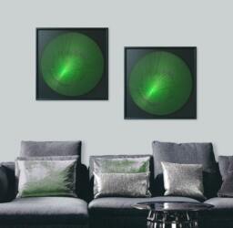 Modern Green Zen String Art - Geometric Minimalist Neon Wall Decor, Glows Under Uv - thumbnail 1