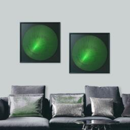 Modern Green Zen String Art - Geometric Minimalist Neon Wall Decor, Glows Under Uv - thumbnail 3