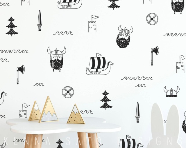 Viking Wall Decals - Decor, Vinyl Decals, Boys Room Girls Scandi Gift For Mom, Nursery Kid - image 1