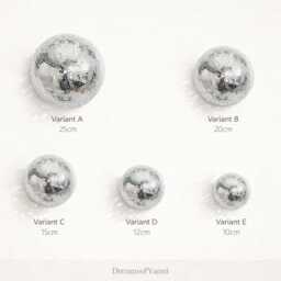 Silver Disco Ball Wall Decor Set - Mirror Mosaic Half Sphere Art Modern Glam Installation - thumbnail 2