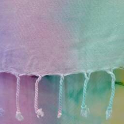 Multicolor Batik Towel, Dye Beach Towel, Turkish Peshtemal, 38''x65 - thumbnail 3