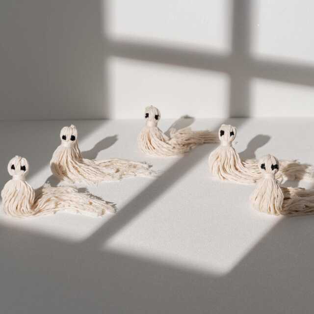 Macrame Ghost Decor, Halloween Tapestry, Gothic Macrame, Felt Ghost, Spooky Dark Wall Art, Gifts For Goths, Hanging Decoration V82 - image 1