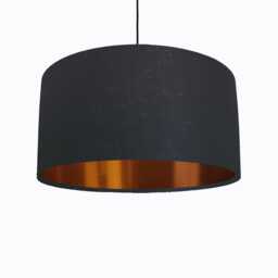 Black Lampshade in Linen With Copper Lining - thumbnail 1