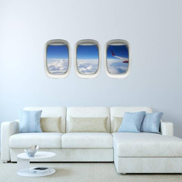 Airplane Window, Plane Window Decal - Aviation Wall Decor, Aircraft Art Windows Vwaq-Ppw27 - image 1