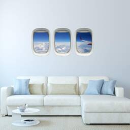 Airplane Window, Plane Window Decal - Aviation Wall Decor, Aircraft Art Windows Vwaq-Ppw27 - thumbnail 1