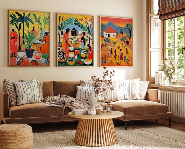Set Of 3 Harare Travel Posters, Zimbabwe Prints, African Art, Floral Wall Black Art Poster, Decor, Gift - image 1