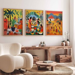 Set Of 3 Harare Travel Posters, Zimbabwe Prints, African Art, Floral Wall Black Art Poster, Decor, Gift - thumbnail 2