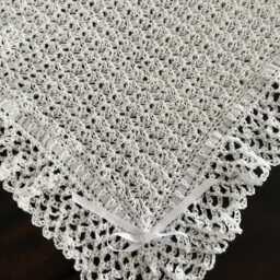 Crochet Baptism Blanket - Christening Keepsake Baby White Gift Heirloom Throw - thumbnail 4