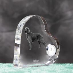 Setter - Crystal Clock in The Shape Of A Heart With Image Pure-Bred Dog - thumbnail 3