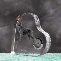 Setter - Crystal Clock in The Shape Of A Heart With Image Pure-Bred Dog - thumbnail 2