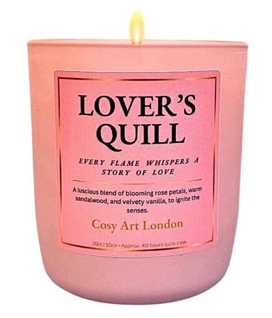 Lover's Quill Soy Candle Rose, Sandalwood, Vanilla Scent - image 1