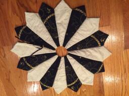 Christmas Tree Skirt, 26 Inch Diameter, Angel, Quilted, Small, Mini, Victorian, Vintage Fabric, Pieced - thumbnail 1
