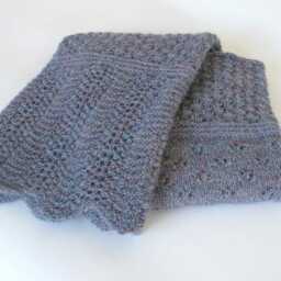 Ready To Ship Hand Knitted Blue Alpaca Baby Blanket, Soft Warm Lace For Boy, Shower Gift, Photo Prop, Scandinavian Style Hygge - thumbnail 2